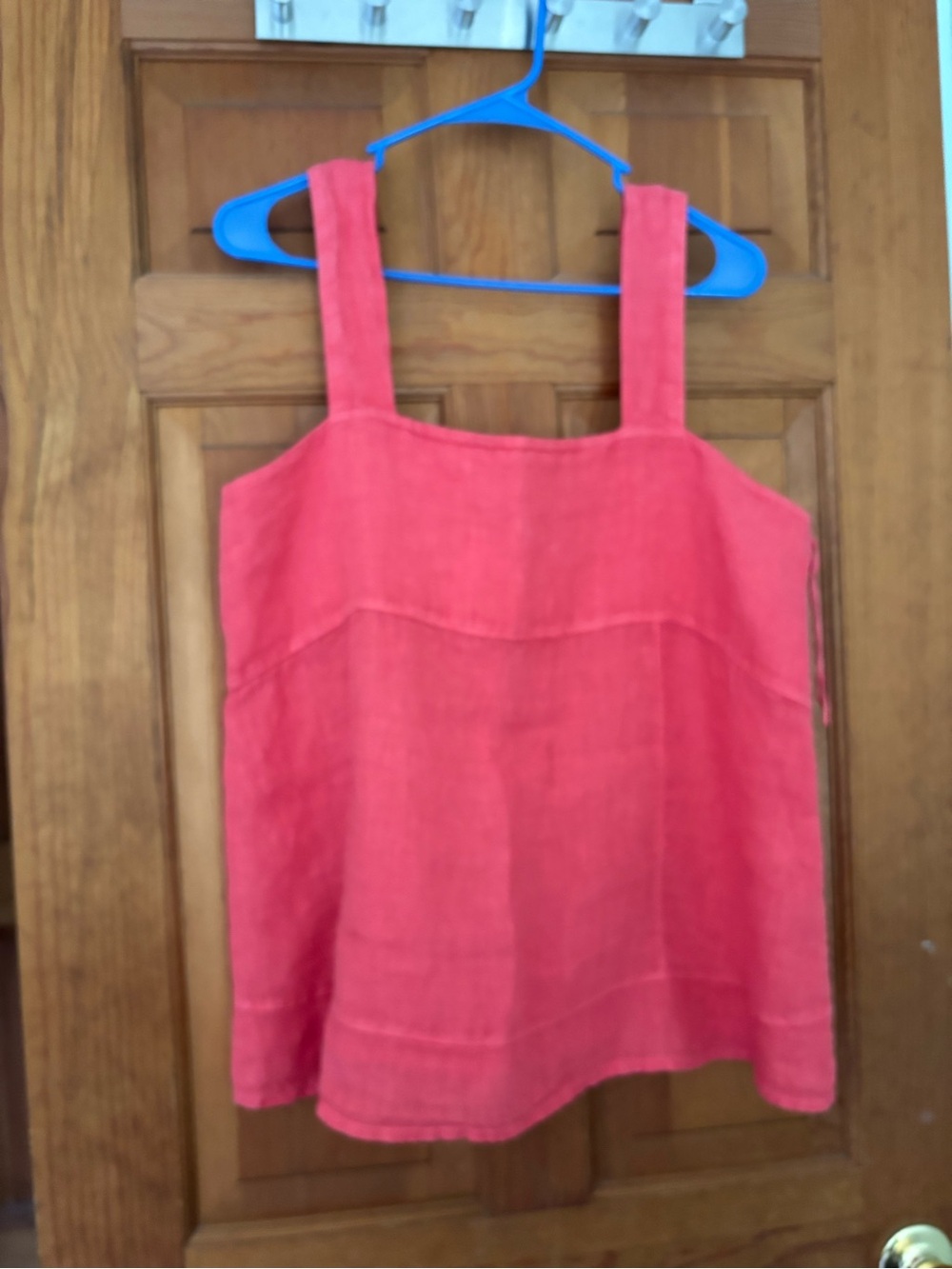 Francesca Bettini Coral Linen Tank Square Neck Made in Italy